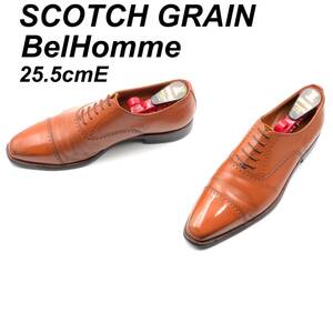 即決 SCOTCH GRAIN スコッチグレイン ベルオムマーブル 25.5cmE 756BR メンズ レザーシューズ ストレートチップ 茶 ブラウン 革靴 皮靴