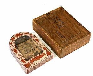 【蔵A2068】古美術　青木木米　色絵陶硯　古箱