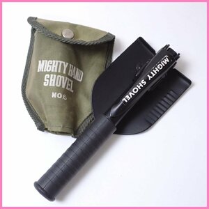 ◆MIGHTY HAND SHOVEL NO.6/マイティハンドショベル/ブラック/折りたたみ式/スコップ/アウトドア用品/カバー付き&0000003616