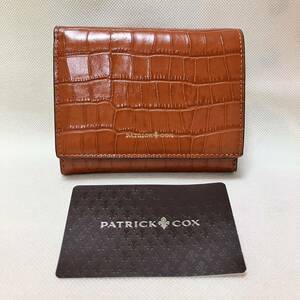 Y46 未使用 パトリックコックス PATRICKCOX レディース メンズ　折り財布 二つ折り財布 財布 本革 牛革 クロコ型押し ブラウン