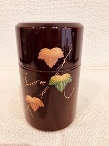 茶道具 煎茶道具 越前漆器　つた蒔絵　茶筒 木製 茶入