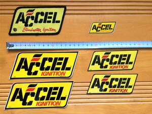 【レトロ・希少】 ACCEL アクセル ワッペン×1　ステッカー 大×2 中×2 小×1　計6枚セット アメ車に 送料185円