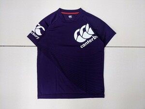 5．カンタベリー CANTERBURY 速乾ジャージ素材 キュプラ混紡 デカロゴ 半袖Tシャツトレーニングウェア ラグビー メンズL 紫白x510