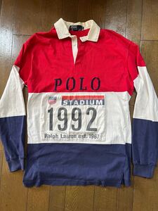 オリジナル 当時物 ラルフローレン 1992 vintage ラガーシャツ【傷や汚れあり】 長袖ポロシャツ POLO RALPH