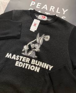 新品 パーリーゲイツ マスターバニー 【Bugs Bunny×MASTER BUNNY】3色Wジャガード ニットプルオーバー(4)サイズM/黒