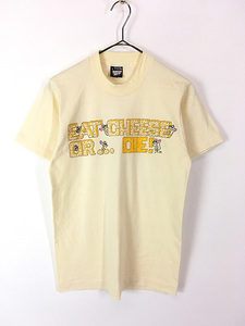 レディース 古着 90s USA製 ねずみ アニマル チーズ メッセージ プリント Tシャツ S 古着