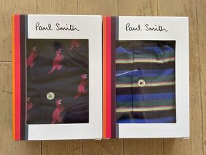 即決！ポールスミス！PAUL SMITH ニットトランクス 2枚組 ボーダー柄ブルー&恐竜柄ピンク（紺）M