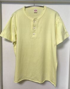 ◆【人気】Healthknit ヘルスニット/ ヘンリーネック Tシャツ Yellow L