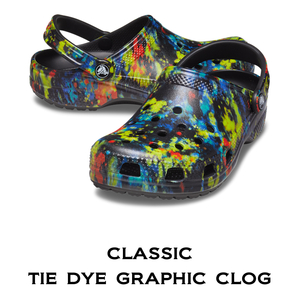 31cm クロックス クラシック タイ ダイ グラフィック クロッグ タートニック×マルチ ブラック Classic Tie Dye Graphic Clog M13