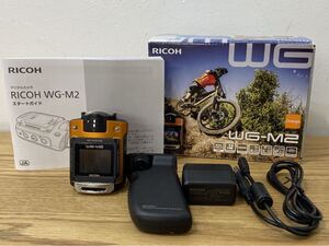 D5A034◆ リコー RICOH WG-M2 オレンジ 防水アクションカメラ 4K動画 超広角204度 防水20m 耐衝撃2m コンパクトデジタルカメラ