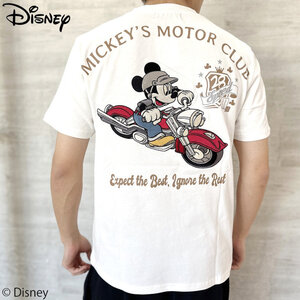 ミッキーマウス MCKEY MOUSExFLAGSTAFFコラボ半袖Tシャツ 442501 MICKEYヴィンテージバイク ホワイト L アメカジ キャラクター ディズニー