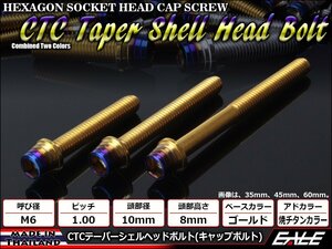 M6×15mm ステンレス 2色テーパーシェルヘッドボルト キャップボルト クランクケース/エンジン周り ゴールド焼チタンカラー TB0908