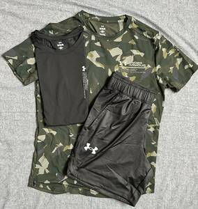 UNDERARMOUR 新品未使用NEWMODEL2024 UAアイソチルプリントショートスリーブTシャツ・UAアイソチルショーツトレーニングウェア３セット　