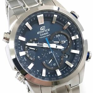 美品 CASIO カシオ EDIFICE エディフィス 腕時計 EQW-T630JD-2AJF 電波ソーラー ラウンド クロノグラフ ネイビー シルバー 動作確認済み