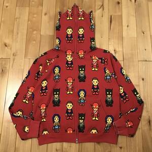 DC Comics × BAPE フルジップ パーカー Sサイズ Red a bathing ape full zip hoodie DCコミックス エイプ ベイプ NIGO yi166