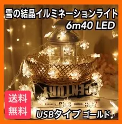 雪の結晶型ライト USB 6ｍ40ＬＥＤ  暖色