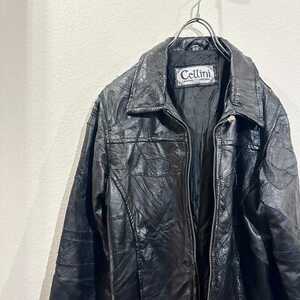 Cellini　LEATHER COLLECTION　レザーパッチワークジャケット　ブラック　/Y991