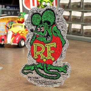 ラットフィンク ステッカー 車 アメリカン キャラクター おしゃれ バイク かっこいい ホットロッド RatFink グリッター グリーン