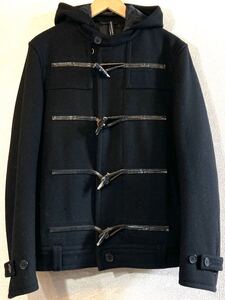 BLACK BARRETT by NEIL BARRETT★ダッフルコート★本革★トグル★ロングボタン★日本製★ニールバレット★ブラックバレット★定価6万円★黒