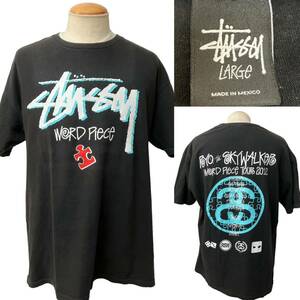 希少 Stussy × RYO the SKYWALKER 2012年 WORLD PIECE ツアー Tシャツ L 黒 ステューシー xpv