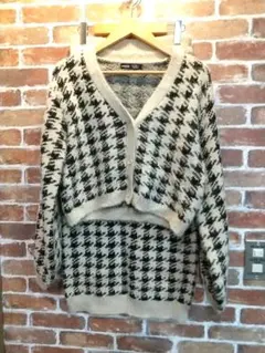 SHEIN 千鳥格子 ふわふわニット セットアップ