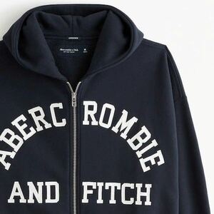 新品Abercrombie＆Fitchアバクロンビー&フィッチ メンズ LOGOジップアップ パーカーネイビー Mサイズ