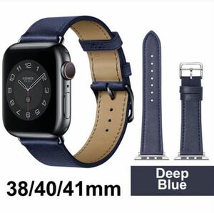 Apple Watch バンド 合皮 38/40/41mm ディープブルーアップルウォッチバンド 