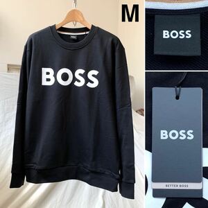 M 新品 BOSS ボス ロゴ スウェット メンズ 黒 ブラック ヒューゴボス Hugo Boss soleri 02 2023 トレーナー 送料無料