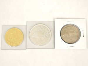 貨幣 天皇陛下御在位60年記念貨セット 造幣局 10万円金貨 1万円銀貨 500円白銅貨 計3枚 ブリスターパック入含 桐箱付き 未使用 2411LS006