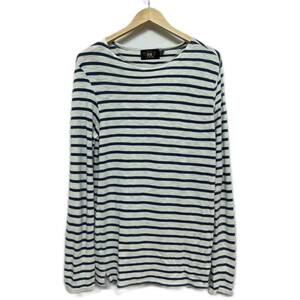 (923) 美品 【 RRL 】 インディゴ ボーダー LS Tシャツ カットソー S ホワイト LS TEE ロンT ダブルアールエル ラルフ Ralph indigo