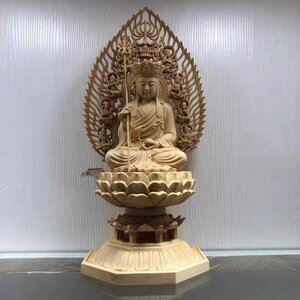 美品★極上の精密雕刻 木彫仏像 地蔵菩薩 仏教美術 地蔵菩薩座像 総高28cm