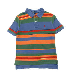 古着 キッズ ラルフローレン Polo Ralph Lauren 半袖ポロシャツ ボーダー マルチカラー サイズ表記：6　gd79228