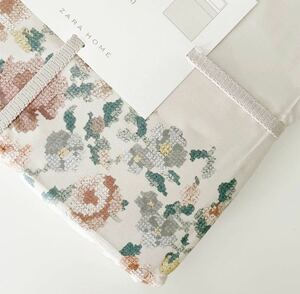 新品 ZARA HOME ザラホーム フラワー フローラル プリント フラットシーツ シングル マルチカバー 花柄 ベージュ