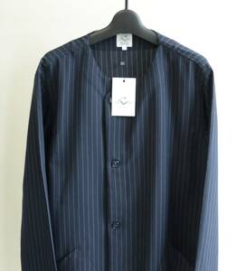 未使用 the conspires コンスパイアーズ ノーカラージャケット striped nc jacket ネイビー size L