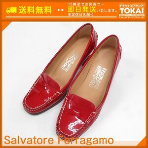 FR03 [送料無料/中古品] フェラガモ Salvatore Ferragamo エナメルレザー パンプス 6 1/2(24cm相当) レッド