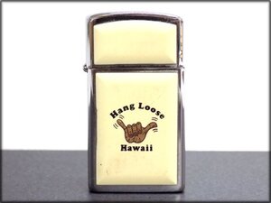 着火確認済 ZIPPO/ジッポー◆スリムZIPPO Hang Loose Hawaii ハワイ 90’ ヴィンテージ オイルライター シルバー◆本体のみ