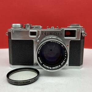 □ Nikon S2 フィルムカメラ レンジファインダー ボディ NIKKOR-S.C F1.4 5cm レンズ 動作確認済 シャッターOK 現状品 ニコン