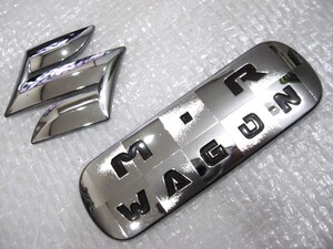 ★希少 スズキ MRワゴン MF22S MRwagon Sマーク M・Rワゴン M・Rwagon ロゴ リア シルバーエンブレム2点 旧車 中古4