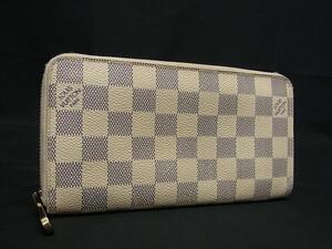 1円 ■美品■ LOUIS VUITTON ヴィトン N60019 ダミエアズール ジッピーウォレット ラウンドファスナー 長財布 アイボリー系 FK1200