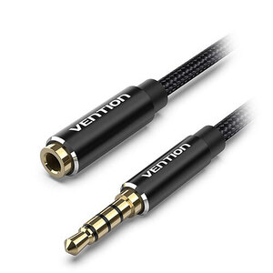 【5本セット】 VENTION コットン編み TRRS 3.5mm Male to 3.5mm Female オーディオ延長ケーブル 5m ブラック BH-4629X5 /l