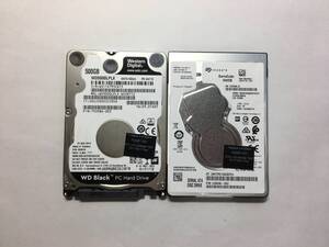 中古パーツ 2.5 インチ SATA 内蔵ハードディスク 厚さ7mm 500GB HDD 7200RPM 2台セット売り 正常品 500(7200)-19