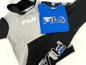 新品■FILA フィラ ボーイズ キッズ パーカー 3点セット 7 / 7歳 半袖 スウェットパンツ 青×グレー