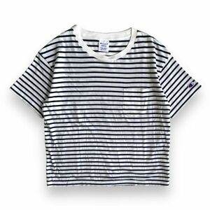 Champion チャンピオン CW-T327 半袖 ボーダー ポケット Tシャツ S/S コットン トップス レディース カットソー 古着 M ホワイト ブラック