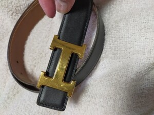 HERMES　エルメス　ベルト　リバーシブル　メンズ　レディース　ゴールド　バックル　キャメル　