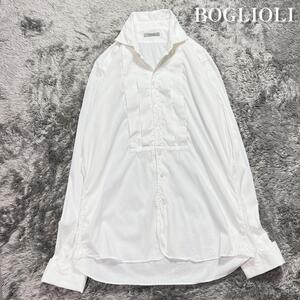 BOGLIOLI　ボリオリ　伊製　イタリア製　メンズ　ドレスシャツ　長袖　ホワイト　綿　コットン　フォーマル　15/40 　L相当　美品