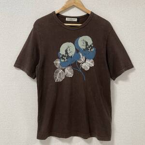 UNDERCOVER 08SS スカル フラワー Tシャツ ブラウン 3サイズ アンダーカバー 半袖 カットソー Tee 髑髏 ローズ VINTAGE archive 4070432