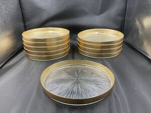 今回限り　未使用　義山　切子　ギヤマン　縁金塗り　10枚　カットガラス　刺身皿　八寸皿　前菜皿