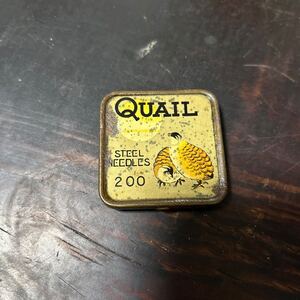 珍品　 針缶　鶉　QUAIL 月　 蓄音機用　 ブリキ缶　ニードルケース