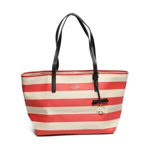 ケイトスペード トートバッグ マリン ボーダー Kate Spade レッド×ベージュ レディース 中古