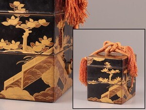 古美術 木製漆塗 金蒔絵 手箱 時代物 極上品 初だし品 D0580